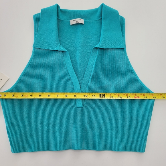 Aritzia Babaton Teal Ribbed Knit Crop Top - Picture 13 of 14